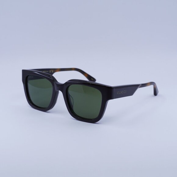 Gucci GG1670SK 003 Sunglasses Black\Havana Square Frame, Green Lenses - Picture 1 of 10